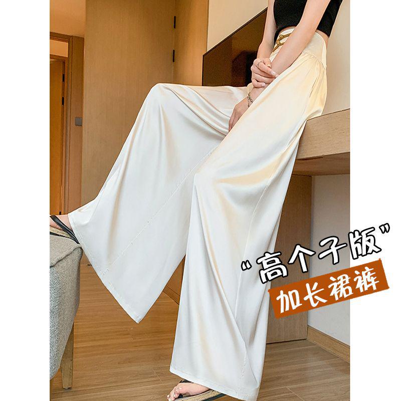 Neue lässige, bodenlange Hose im chinesischen Stil für große Damen (Größe 175) mit weitem Bein und Froschknopfverschluss.