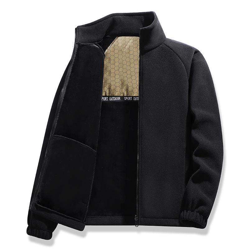 Autumn and Winter New Loose and Versatile Middle-aged Casual Coat Men's Black Loose Type