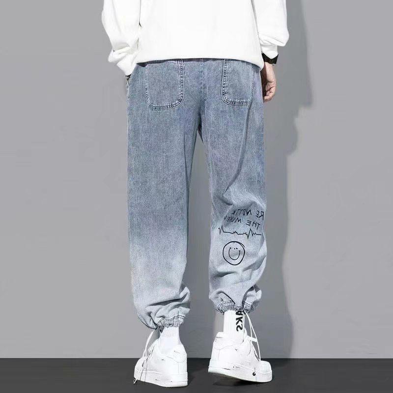 Men Fashion Denim Pants Jeans Vintage Loose Straight Leg Trousers Plus Size