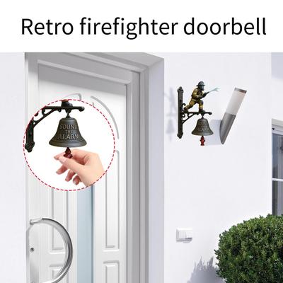 Fireman Doorbell Garden Loud Alarm Sound Bell Vintage Commemorative Ornament Wall Mount Doorbell for Indoor Outdoor Home Garden