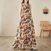 Sleeveless Cotton Vintage Floral New Dresses for Women Casual Loose Long Summer