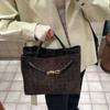 Suede Woven Bag, Hand Bag, Women's Bow Metal Buckle, Large Capacity Commuter Shoulder Messenger Tote Bag