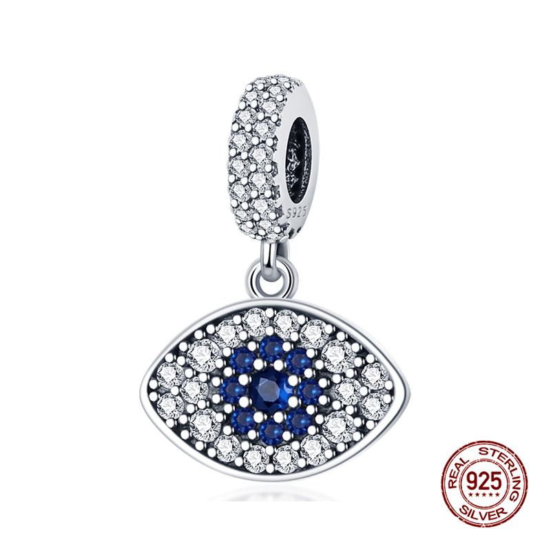 925 Silver Devil's Eye Charm Beads 3mm Fit DIY Bracelet Women's Fashion Jewelry Gift Original Handmade