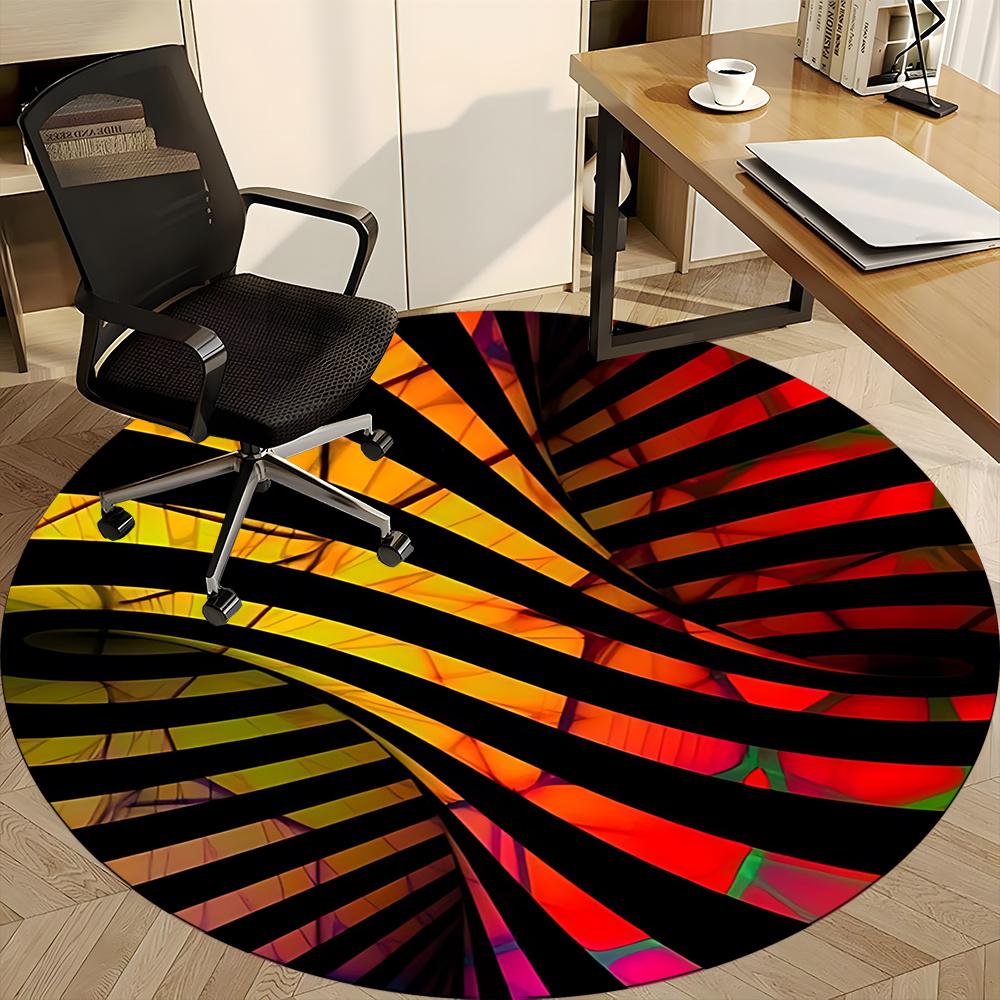 1pc Spiral Abstract Office Round Area Rug, Indoor Mat Suitable ForOffice, Under Office Chairs Bedroom Living Room Home Decor, Room Deco q078