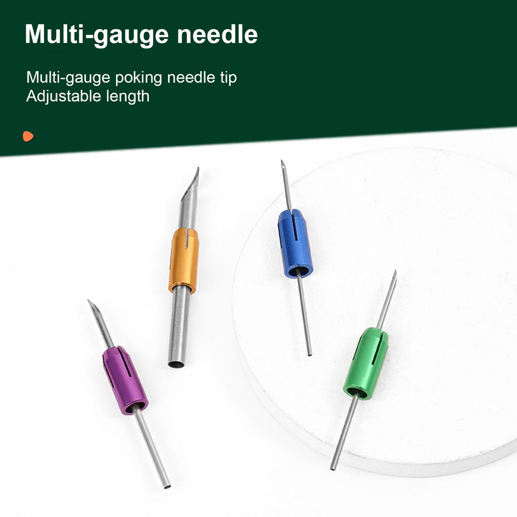 Punching Needle Embroidery Set with 4 Punching Needle Head 2 Threader Wood Handle Embroidery Pen for Embroidery Craft