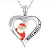 Santa Elk Love Heart Necklace For Women Trendy Clavicle Chain Temperament Hanging Neck Jewelry Dainty Necklace Christmas Gifts