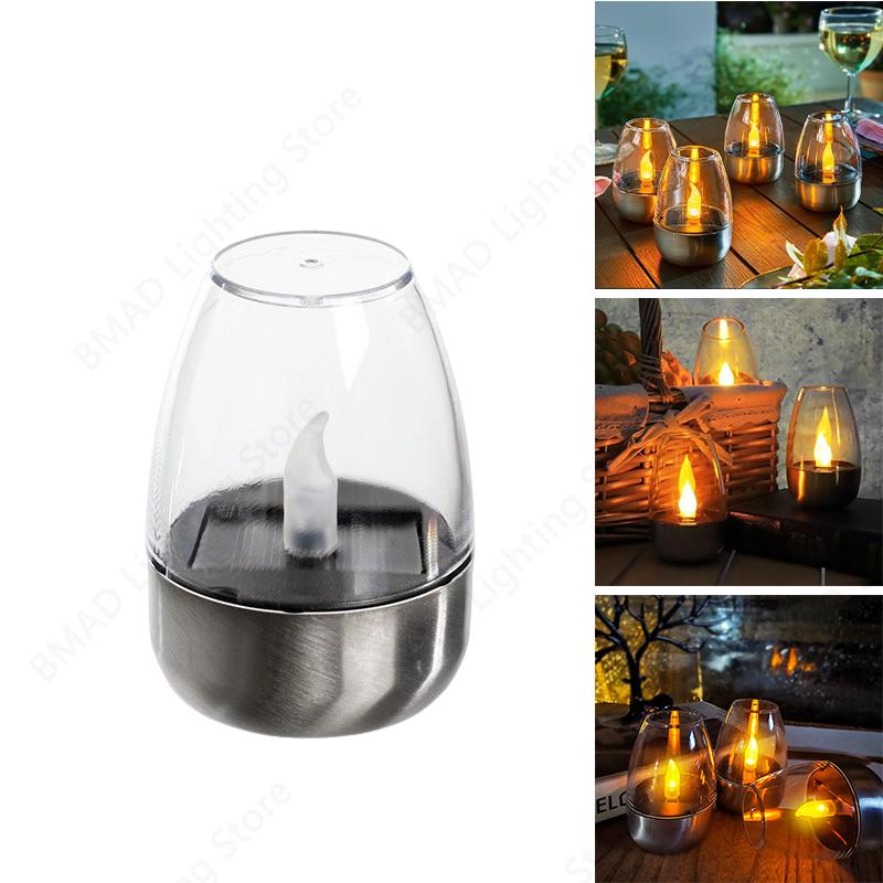 LED Solar Candles Light Flameless Rechargeable Night Light Waterproof For Garden Decor Outdoor Wedding Party Atmosphere Lamp