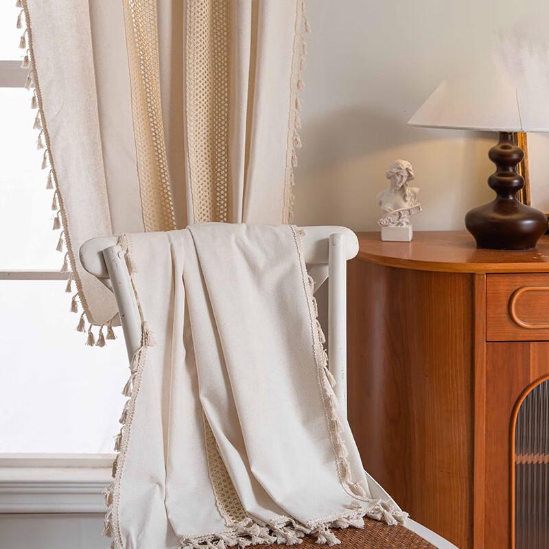 Jingga Crochet Splicing Tassel Sheer Curtain