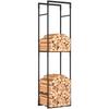 Metal Firewood Log Holder, Heavy Duty Firewood Rack with Adjustable Shelf, Indoor Outdoor Fireplace Wood Storage Shelf, 45 X 31 X 170 Cm, Black
