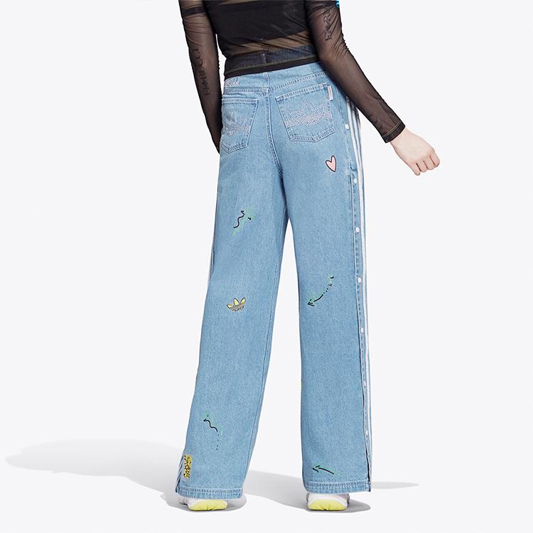 Adidas Originals Denim Track Pants With Stripes Women Bottoms Blue FL4153