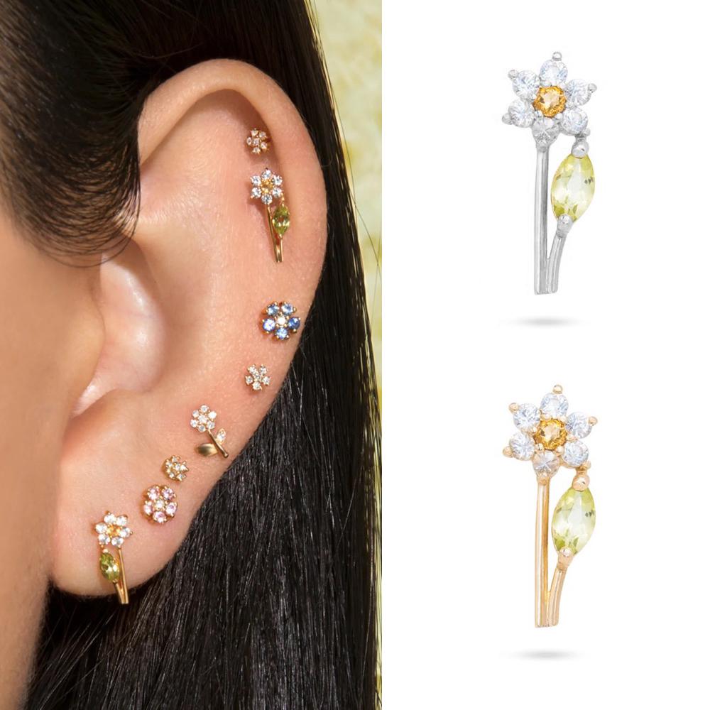 1ks Piercing do chrupavky Náušnice pro ženy Mini Zirkonový Květ Móda Piercing Helix Tragus Ušní Doplňky Šperky na tělo Dárek