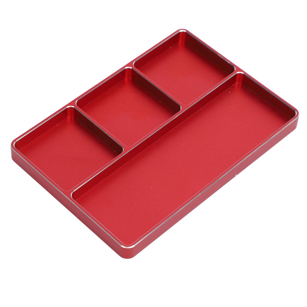 RC Repair Screw Tray 4 Grids Aluminum Alloy Screw Tray with Magnetic Pad for 1/10 1/8 RC Car RC Airplanes