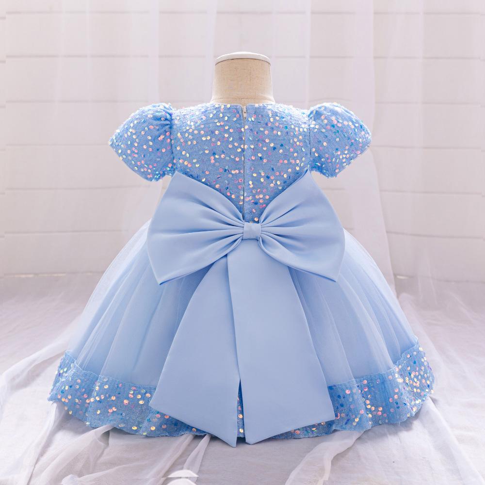 Kids Sequin Birthday Dress Summer Wedding Flower Girls Dress Toddler Baptism 1st Birthday Dress Baby Girl Clothes Princess Wedding Party Kids Costume
