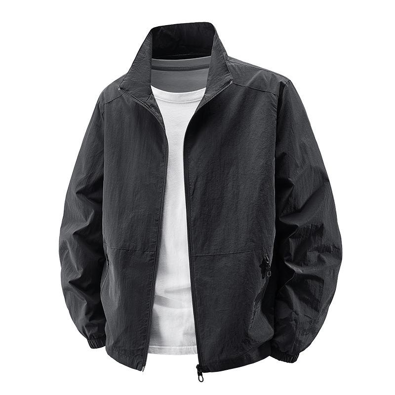 Vielseitige Jacke Herren Saison Neu Stehkragenjacke Herren Mittelgrüne Jacke Lockeres Oberteil