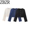 Za New Fall Women's Clothing 2025 Fashion Style Fashion Round Neck Single-Breasted Loop Velvet Long Sleeve Short Coat 1228992