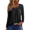 Long Sleeve Blouses For Women Casual O-Neck Button Down Shirt Solid Blouse Tops Loose Fit Fall Shirt Top