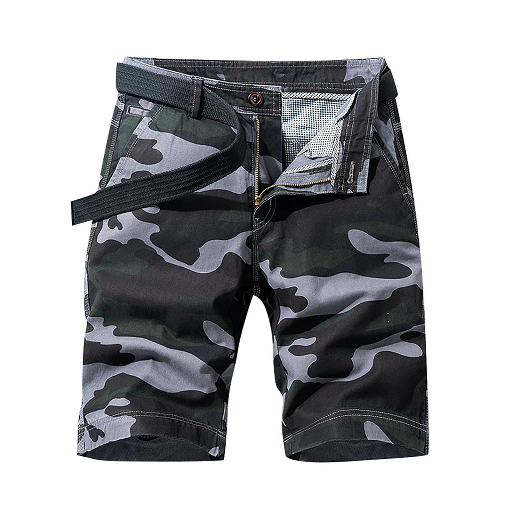 Men's Fashion Camouflage Pocket Pants Cotton Five-point Shorts Overalls Shorts