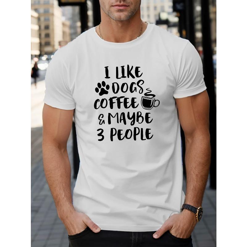 I LIKE DOGS COFFEE Men's Short Sleeve T-shirt Summer T-shirt Top