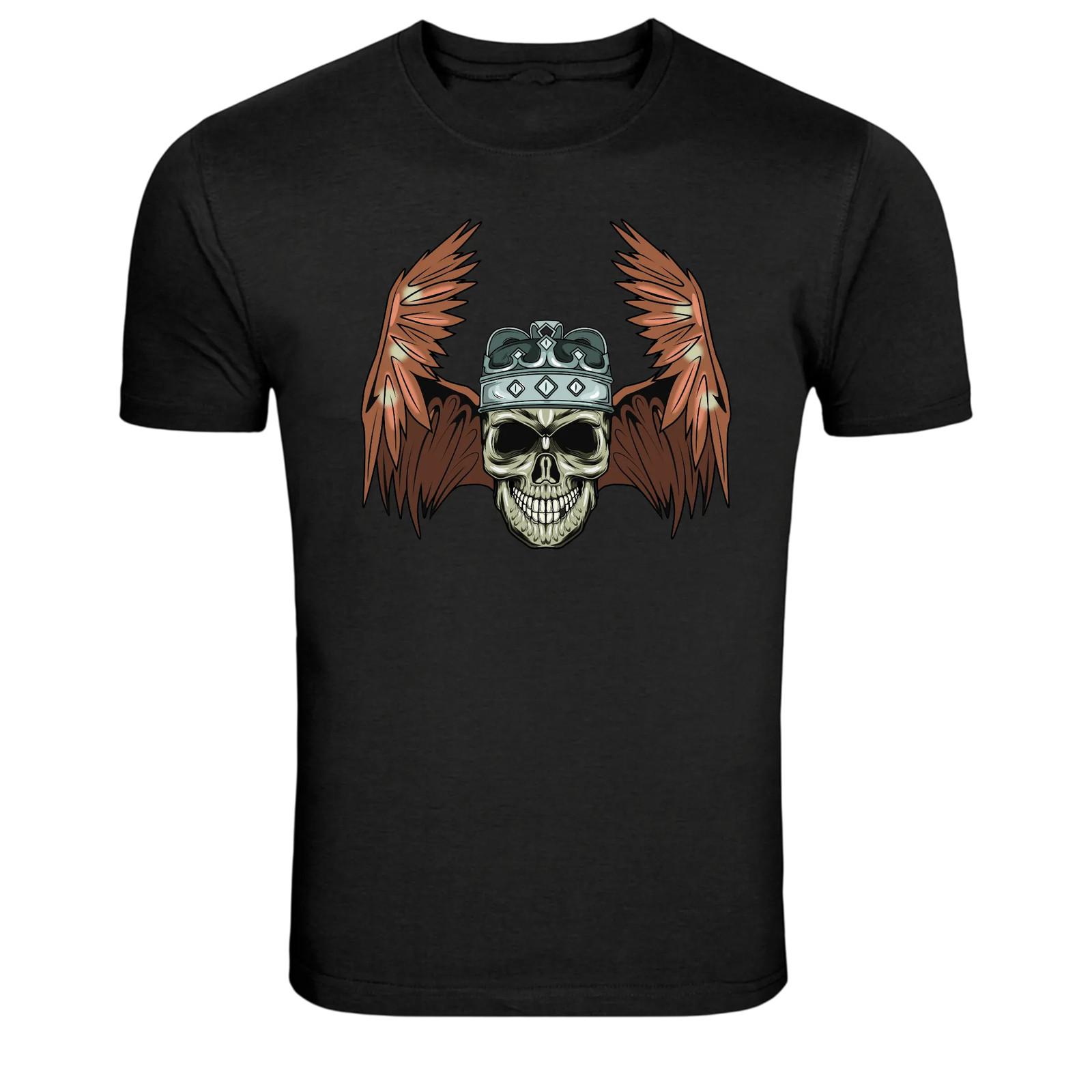 Winged Skull Crown Dark Gothic Graphic T-Shirt S
