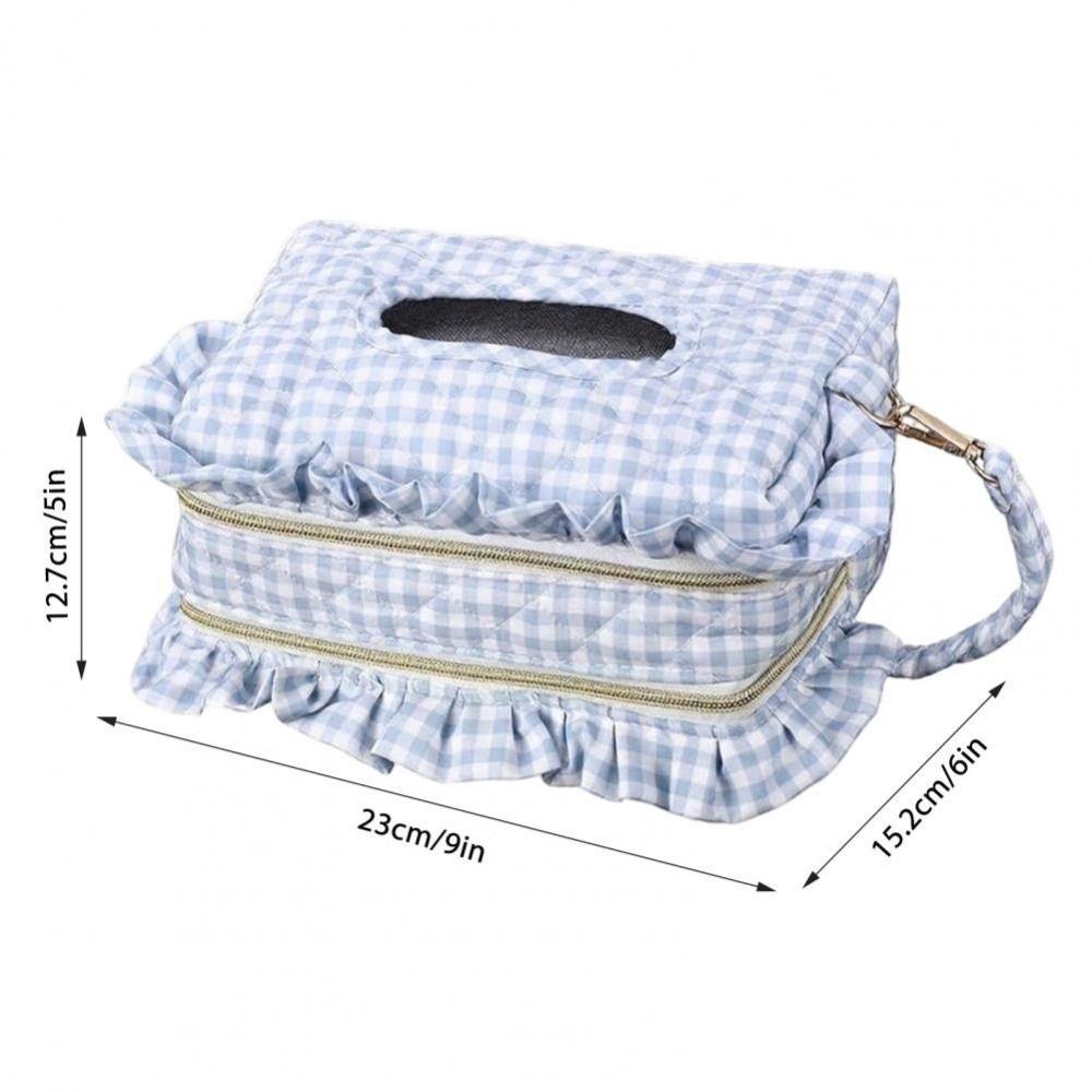 Polyester Baby Wipes Bag Carry Handle Ruffle Trim Wipes Storage Bag Gingham Floral Pattern Tissue Dispensing Opening