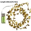 Plastic Leaf Garland String Lights Battery Powered Golden Leaves Artificial Vine Fairy Lights Warm Light Green Leaf