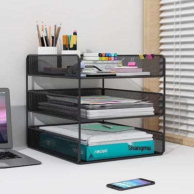 Büro Schreibtisch Organizer: Mehrschichtiges Aktenregal & Aufbewahrungsbox für Zubehör