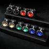 Simple round gemstone cufflinks for women, fashionable and unique, trendy, diamond-studded shirt cuffs, alloy.