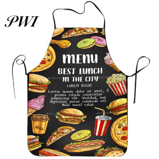 Baking Apron Cooking Sleeveless Comfortable Wearing Clear And Real Image Reusable Unisex Anti-stain Waterproof Polyester Pizza Pattern Kitchen