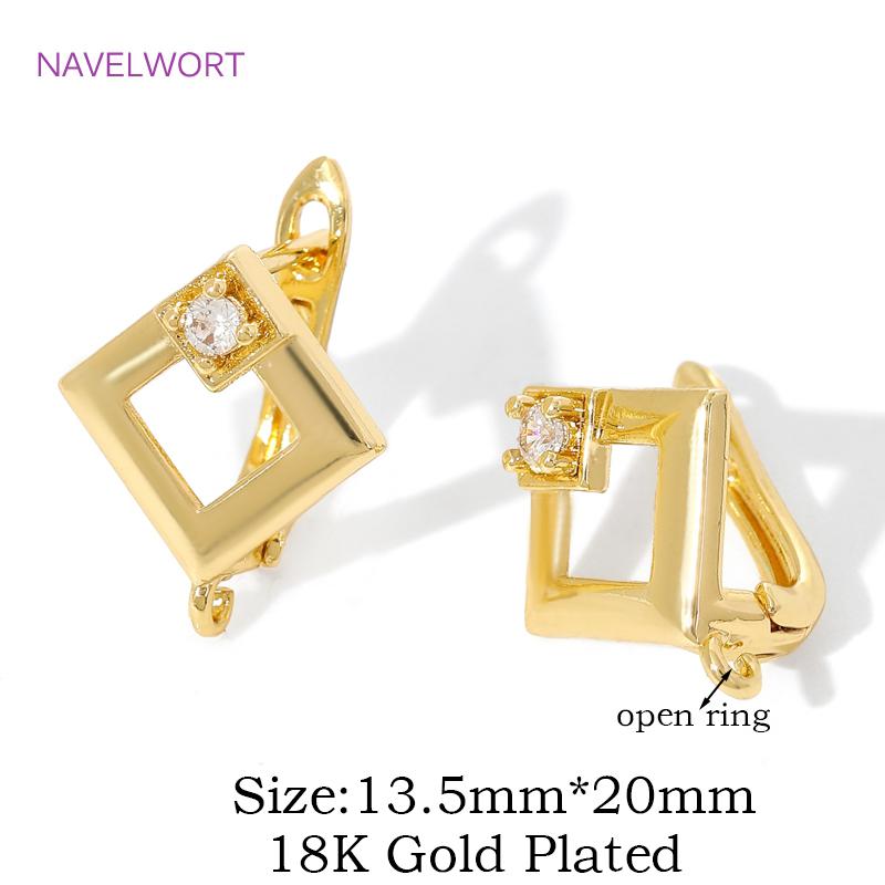 18K Gold Plated Inlaid Zircon Earwires Earring Hooks,Flower Earring Fixtures,Fasteners For Earrings,Earring Making Accessories