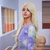 ALAN EATON Dlouhá Vlnitá Paruka Světle Blond s Dlouhou Ofinou Syntetické Paruky pro Ženy Cosplay Párty Nošení Žáruvzdorná