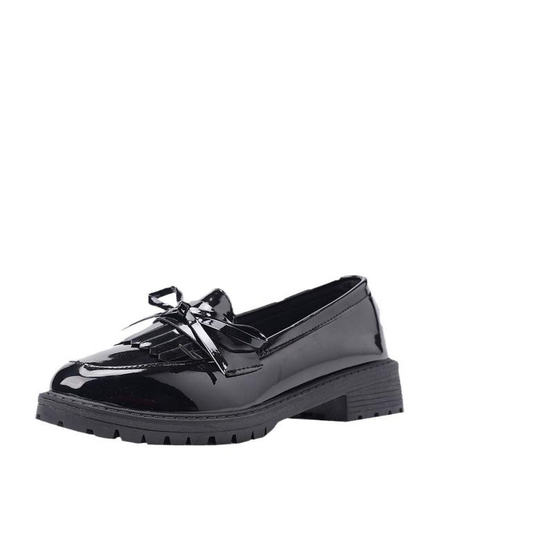 Women's Patent Leather Bow Loafers, Mary Jane Style Slip-On Flats, Plus Size Spring Fall Shoes