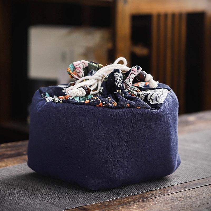 Portable Ceramics Storage Drawstring Pouches Stationery Jewellery Drop-proof Organiser Cloth Bag Travel Teaware Set Storage Bags