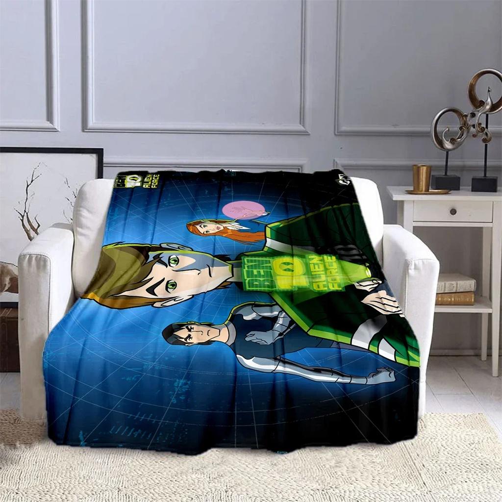 Cartoon B-Ben 10 Hero Anime Blanket Children's Blanket High Quality Flannel Blanket Soft Comfortable Home Travel Blankets