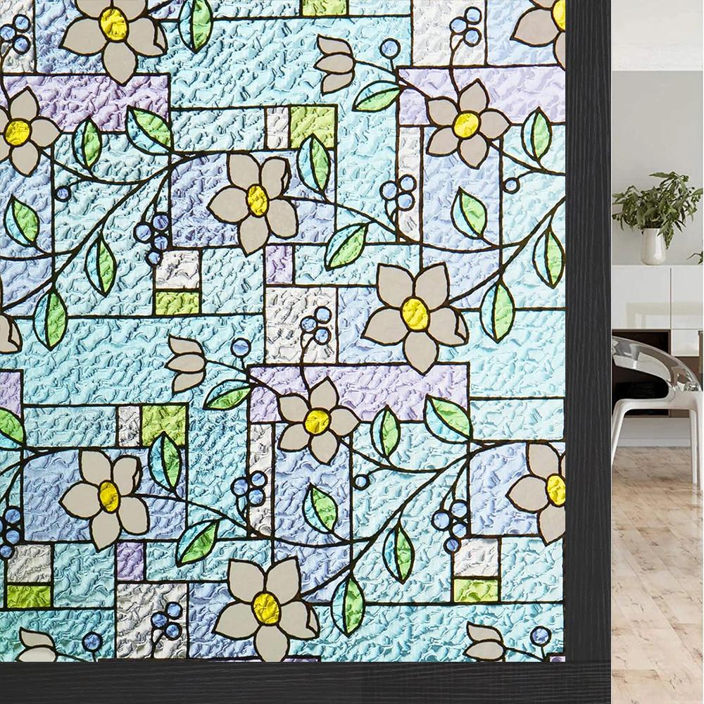 45/60/90 cm curcubeu fereastră confidențialitate folie 3D decorativă vinil vitraliu decalcomanii statice adezive fereastră folie autocolante