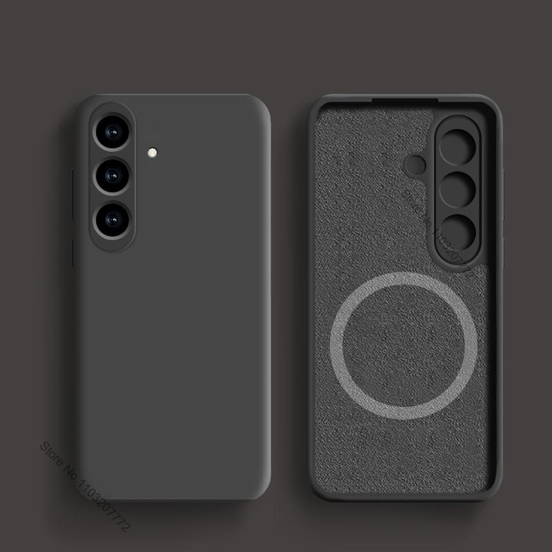 

Силиконовый магнитный чехол для телефона для Samsung S24 S23 S22 S21 S25 Ultra A55 A54 A35 A25 A15 5G Чехол для беспроводной зарядки Magsafe For Samsung A15 5G чёрный