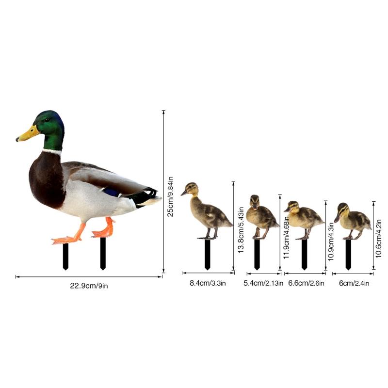5 Pack Ducks Yard Signs with Stakes Acrylic Mirror Decorations for Outdoor Yard Lawn Garden Decoration Yard Art