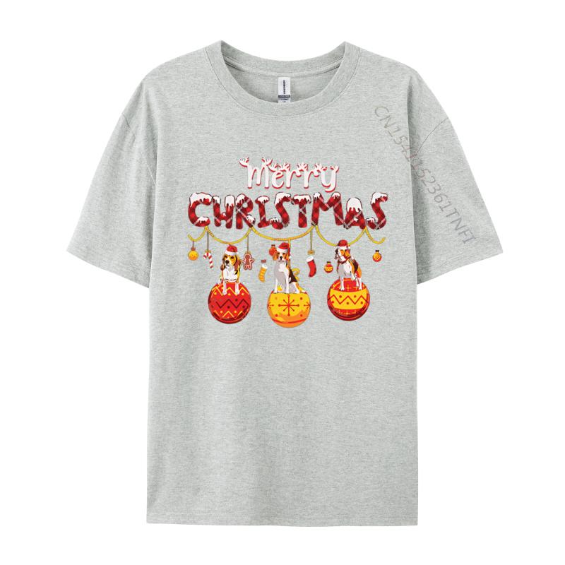 Beagle Dog Red Plaid Santa Merry Christmas Tshirt Print Casual Slim Fit Tshirt Top Graphic Tee Cotton
