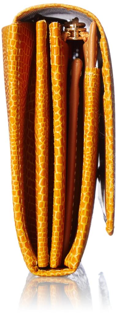 By Long Wallet Cowhide Leather Lizard Embossed Internal Double Zipper Double Button Type UULW6HT2 Yellow [You Ungaro] [Pietz] Women's