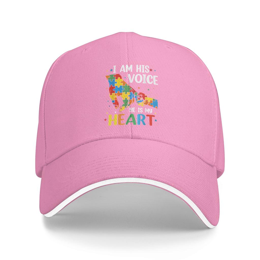 I Am His Voice He is My Heart Autism Awareness Mom Baseball Cap Cool Hip Hop Hats Summer Unisex Men Outdoor Sports Baseball Caps