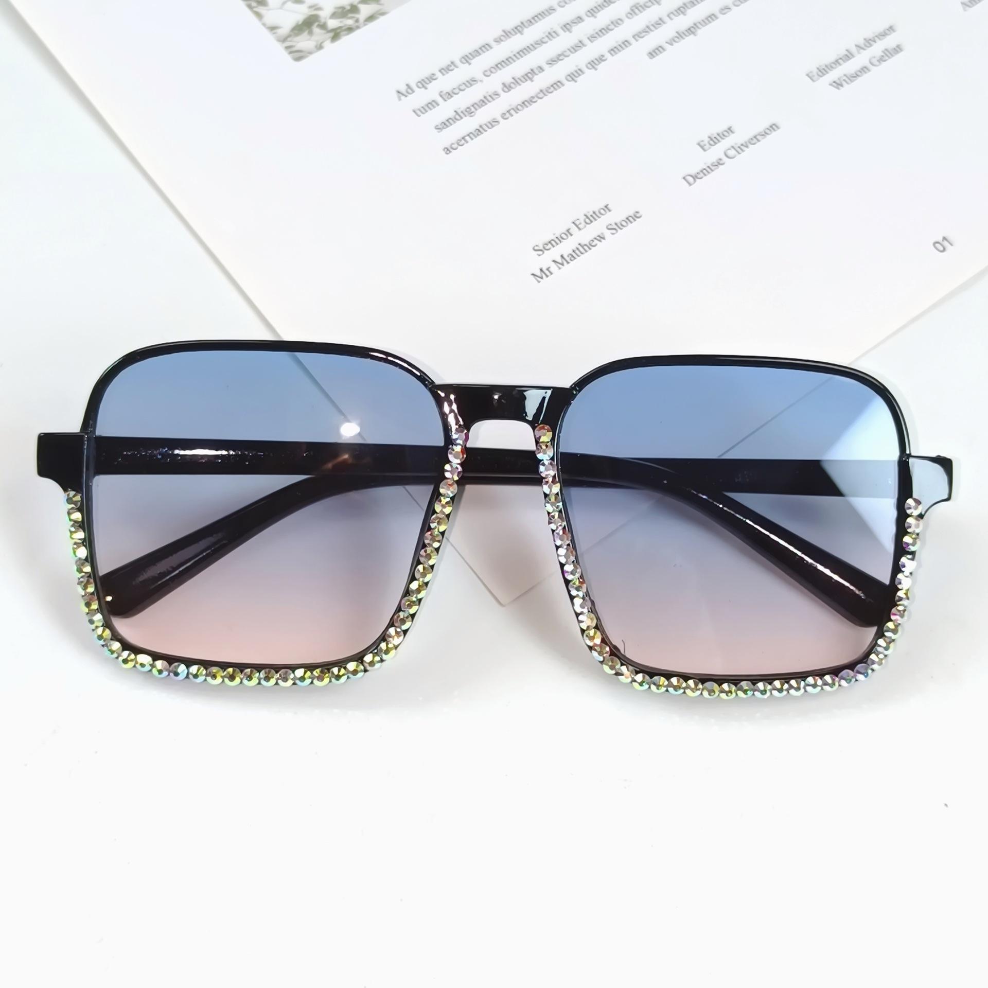 Special For Diamond-Encrusted Lower Half Frame Sunglasses Women S Niche Versatile Ins Glasses Gradual Change Color Sunscreen Sunglasses