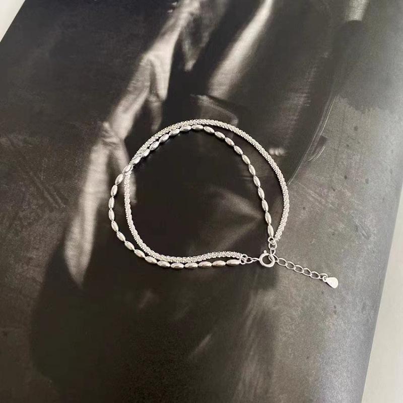 S925 Sterling Silver Starry Double-Layer Beaded Bracelet for Women - Simple Korean Sparkling Jewelry