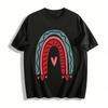 Heart Rainbow Print Casual Top Minimalist Versatile Pullover Pure Cotton T-shirt