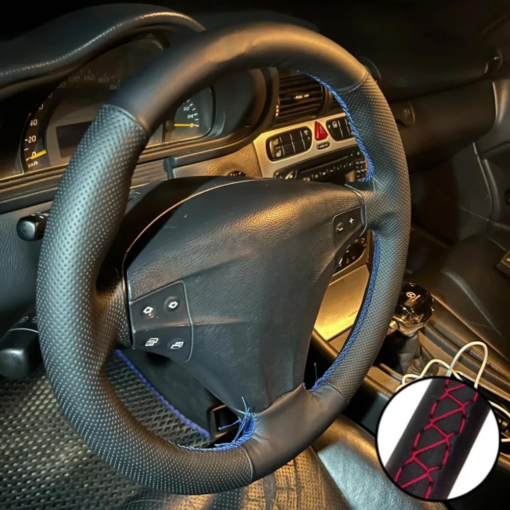 Customized Car Steering Wheel Cover C-Class Kompressor 2001-2006 Non-Slip Car Hand-sewn Steering Wrap For Mercedes-Benz W203