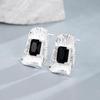 Minority Design 925 Sterling Silver Geometric Black Zircon Earrings for Women