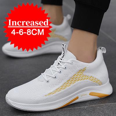 Fashion Fashion Elevator Shoes Men's White Sneakers Hidden Heels Heightening Shoes For Men Black Breathable Mesh 8CM Sports Taller Shoes