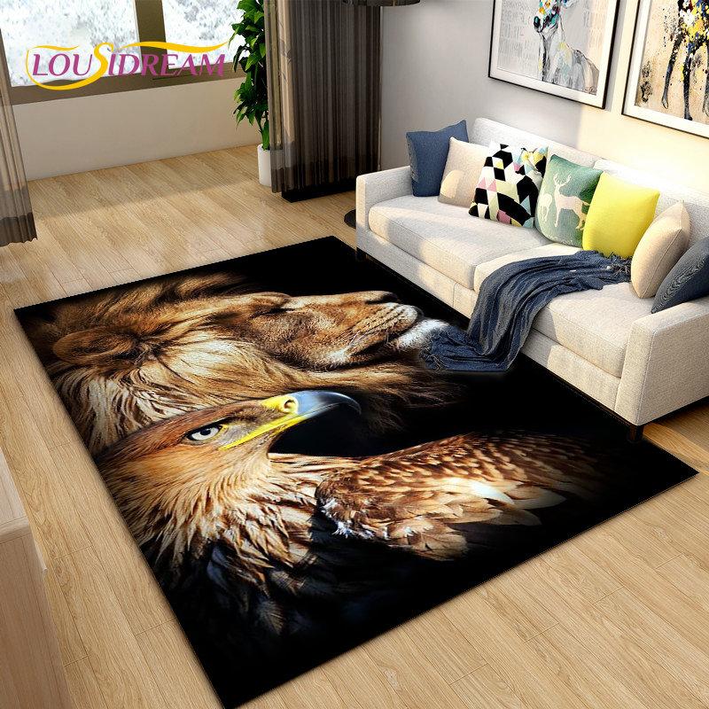 3D Beast Lion Cartoon Animal Area Rug Carpet for Living Room Bedroom Playroom Sofa decor home Non-slip rug Floor Mat Soft