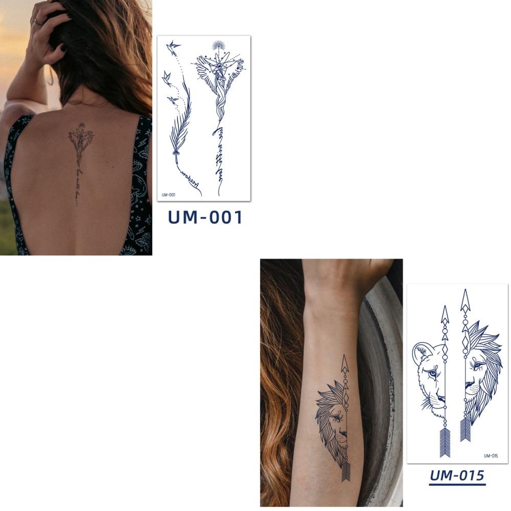 

2 листа полупостоянные женские временные татуировки на руку и спину водонепроницаемые и прочные травяные татуировки