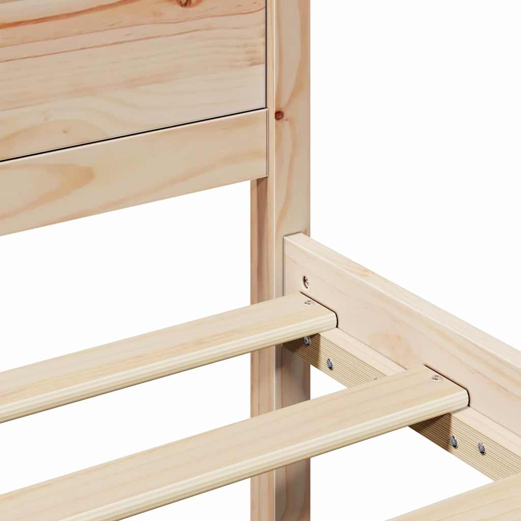 Natural Wooden Bed Frame with Headboard 90 X 190 Cm Solid Pine Wood