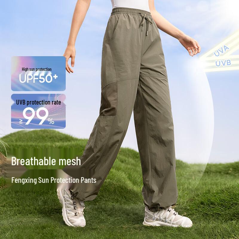 MOLY VIVI Women s Workwear Style Mesh Sun Protection Straight-Leg Pants L