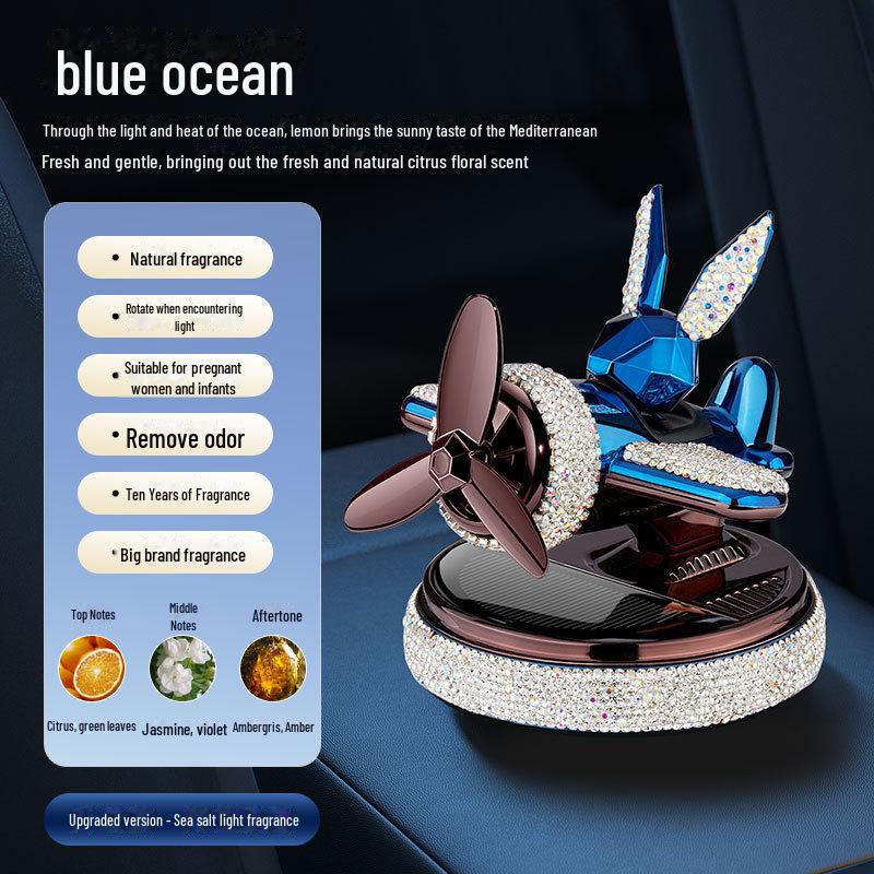 Diamond-Studded Solar-Powered Geometric Rabbit Car Perfume Ornaments